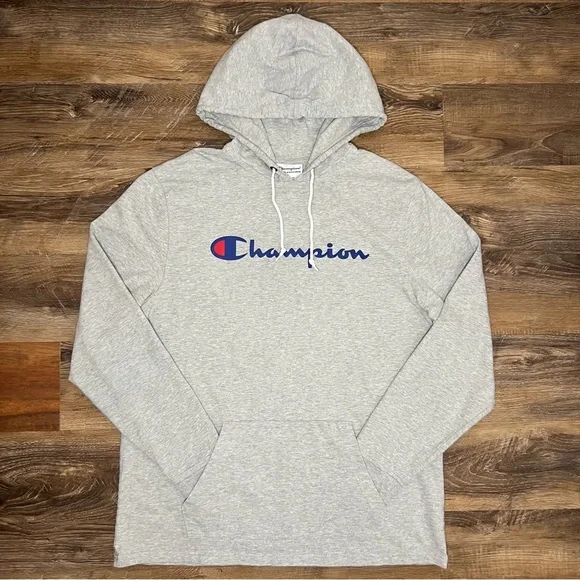 Champion Mens Middleweight T-Shirt Hoodie, Oxford Gray, Size L - Picture 9 of 9